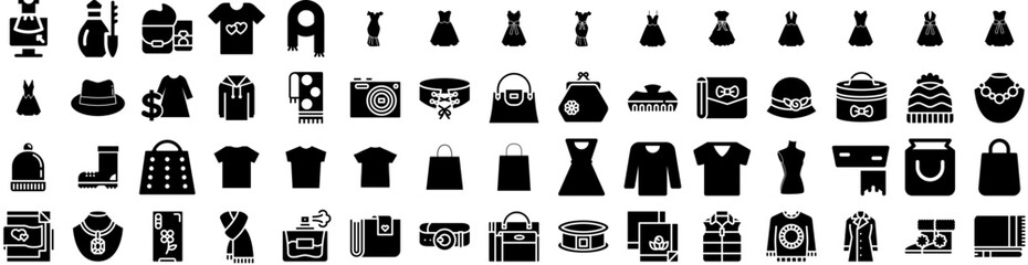 Set Of Fashion Icons Isolated Silhouette Solid Icon With Style, Model, Woman, Fashionable, Fashion, Trendy, Beautiful Infographic Simple Vector Illustration Logo