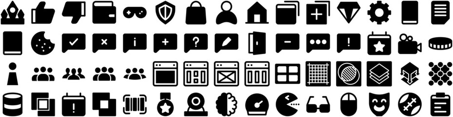 Set Of Interface Icons Isolated Silhouette Solid Icon With Frame, Design, Screen, Interface, Digital, Vector, Template Infographic Simple Vector Illustration Logo