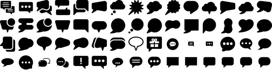 Set Of Bubble Icons Isolated Silhouette Solid Icon With White, Illustration, Speech, Communication, Message, Set, Bubble Infographic Simple Vector Illustration Logo