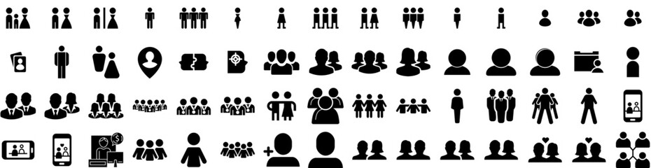 Set Of People Icons Isolated Silhouette Solid Icon With Business, Office, People, Person, Female, Group, Team Infographic Simple Vector Illustration Logo
