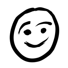 Hand Drawn Emoji faces Icon. Emoticon Doodle ink brush icons of happy, excited, sad, loved, angry face vector illustration.