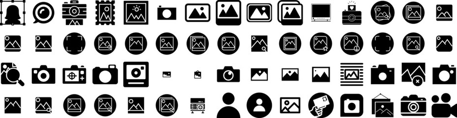 Set Of Picture Icons Isolated Silhouette Solid Icon With Blank, Frame, Background, Empty, Picture, Art, Photo Infographic Simple Vector Illustration Logo