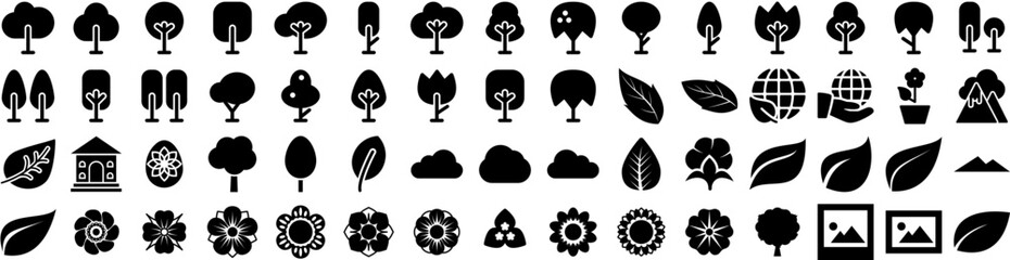 Set Of Nature Icons Isolated Silhouette Solid Icon With Outdoor, Background, Natural, Nature, Green, Beautiful, Summer Infographic Simple Vector Illustration Logo