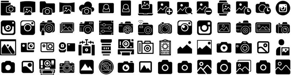 Set Of Photo Icons Isolated Silhouette Solid Icon With Blank, Design, Picture, Background, Frame, Photo, Paper Infographic Simple Vector Illustration Logo