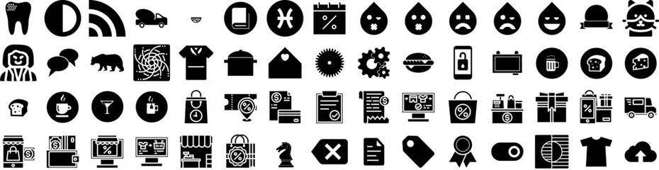 Set Of Black Icons Isolated Silhouette Solid Icon With Abstract, Background, Design, Black, Modern, Wallpaper, Texture Infographic Simple Vector Illustration Logo