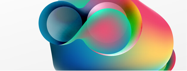 Fluid abstract background, round shapes and circle flowing design for wallpaper, banner, background or landing