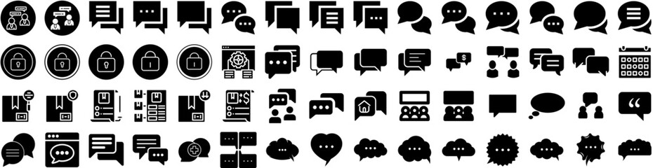 Set Of Discussion Icons Isolated Silhouette Solid Icon With Discussion, Vector, Business, Group, Communication, Talk, People Infographic Simple Vector Illustration Logo