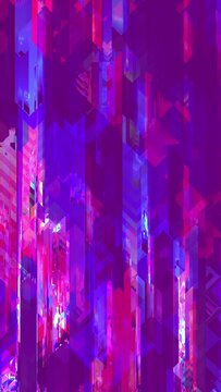 Pixel sorting loop, glitch art, data error. Colorful abstract background. Vertical video.