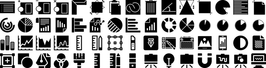 Set Of Graphic Icons Isolated Silhouette Solid Icon With Modern, Illustration, Design, Graphic, Vector, Banner, Background Infographic Simple Vector Illustration Logo