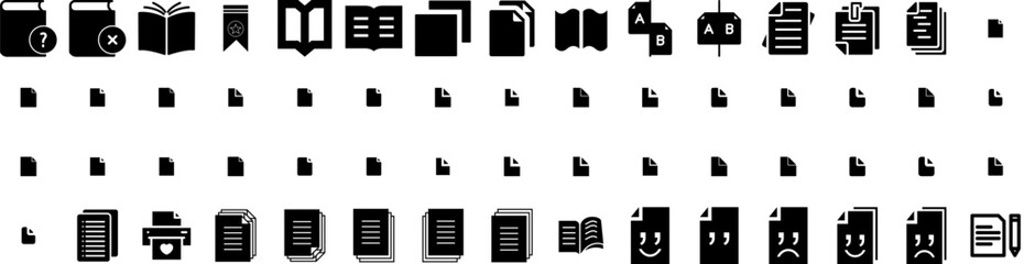 Set Of Pages Icons Isolated Silhouette Solid Icon With Illustration, Template, Design, Background, Page, Vector, Blank Infographic Simple Vector Illustration Logo