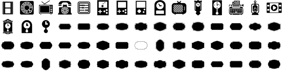 Set Of Vintage Icons Isolated Silhouette Solid Icon With Retro, Old, Style, Design, Vintage, Decoration, Vector Infographic Simple Vector Illustration Logo