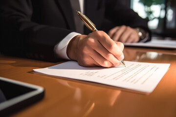 A businessman signing a contract - Generative A