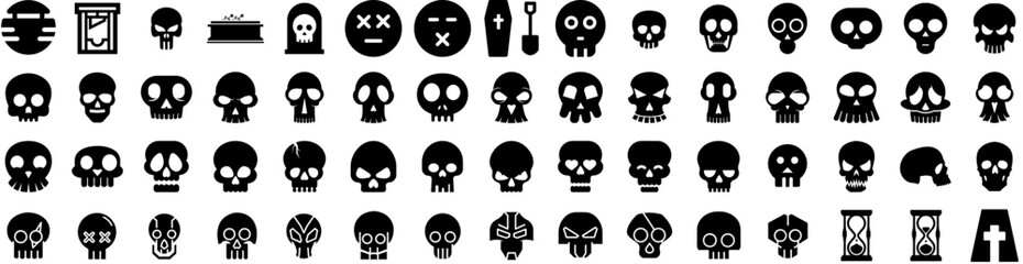 Set Of Death Icons Isolated Silhouette Solid Icon With Black, People, Hospital, Death, Dead, Concept, Symbol Infographic Simple Vector Illustration Logo