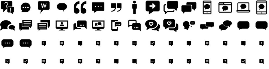Set Of Dialogue Icons Isolated Silhouette Solid Icon With Illustration, Message, Vector, Bubble, Speech, Icon, Dialogue Infographic Simple Vector Illustration Logo