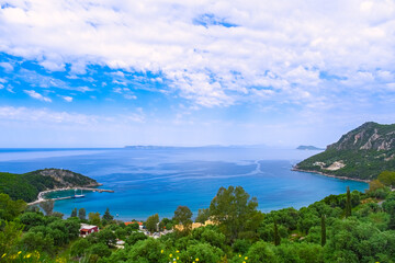 Beautiful quiet bay on the coast of Greece on a clear day.