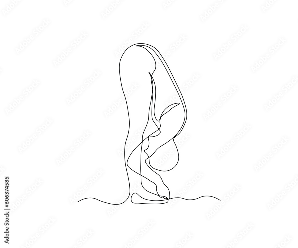 Wall mural abstract Yoga Pose, gymnastics Continuous One Line Drawing