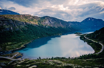 lake and mountains