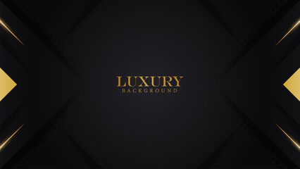 luxury elegant modern geometry shape in black background with shiny gold line vector illustration