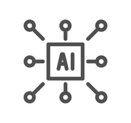 Artificial intelligence related icon outline and linear vector.