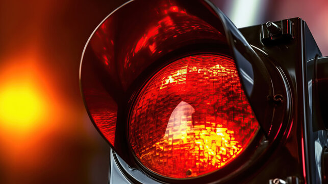 Close up of a traffic light on red. Generative Ai