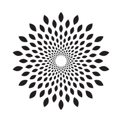 Spiral sunflower seed form. Sun, flower logo vector isolated.