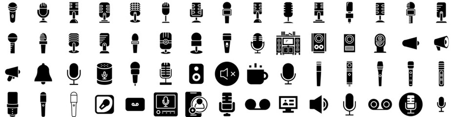 Set Of Voice Icons Isolated Silhouette Solid Icon With Voice, Background, Audio, Vector, Speech, Icon, Sound Infographic Simple Vector Illustration Logo