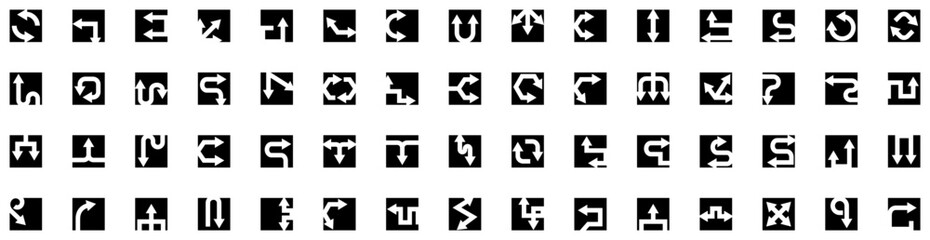 Set Of Arrow Icons Isolated Silhouette Solid Icon With Arrow, Vector, Collection, Design, Set, Sign, Symbol Infographic Simple Vector Illustration Logo