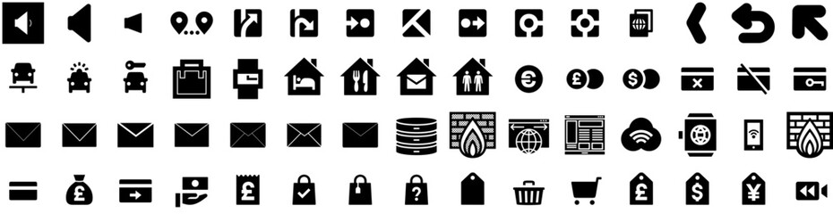 Set Of Internet Icons Isolated Silhouette Solid Icon With Network, Concept, Background, Technology, Communication, Web, Internet Infographic Simple Vector Illustration Logo
