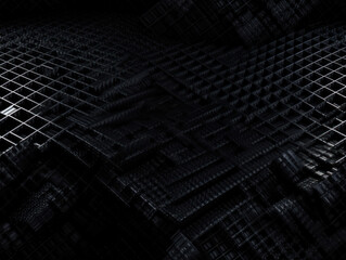 Dark black Geometric grid background Modern dark abstract texture Created with Generative AI technology.