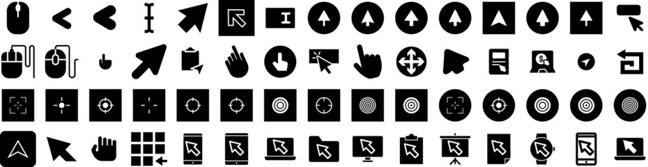 Set Of Cursor Icons Isolated Silhouette Solid Icon With Sign, Pointer, Symbol, Cursor, Click, Vector, Web Infographic Simple Vector Illustration Logo