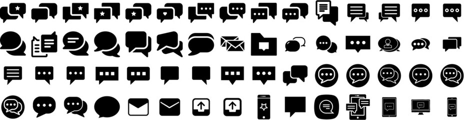 Set Of Messages Icons Isolated Silhouette Solid Icon With Web, Icon, Vector, Design, Illustration, Communication, Message Infographic Simple Vector Illustration Logo