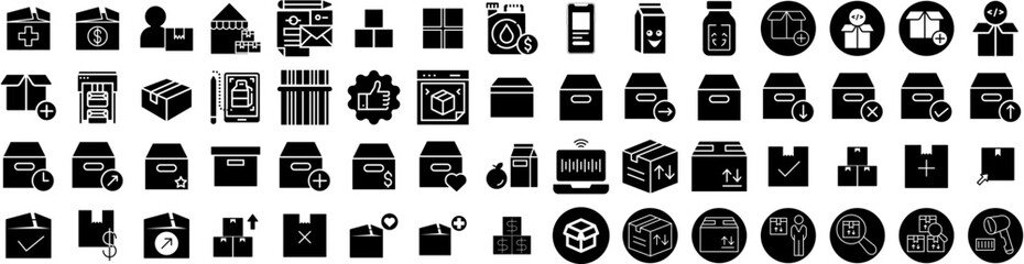 Set Of Product Icons Isolated Silhouette Solid Icon With Display, Podium, Background, Product, Abstract, Stand, 3D Infographic Simple Vector Illustration Logo