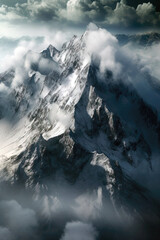 Aerial view of mountains covered with clouds