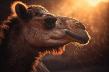 Camel against a Sunset Background - AI Generated
