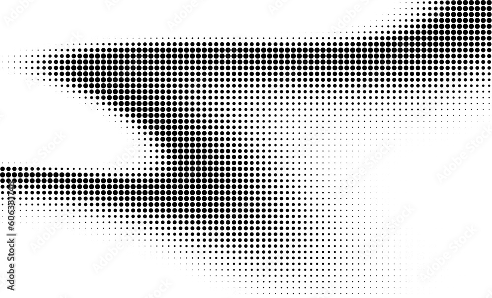 Poster monochrome gradient halftone dots background. vector illustration. big wave