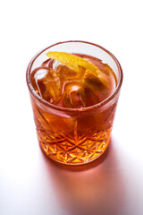 The Americano cocktail is one of the most famous drinks in Italy. White background