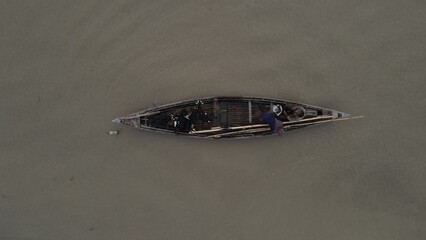 Boat on the water Top aerial video