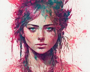 Fototapeta premium A watercolor of an woman volume one created with generative ai, ki