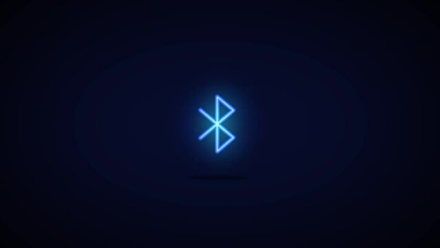 Animated, glowing bluetooth icon successfully connecting to device against a black background