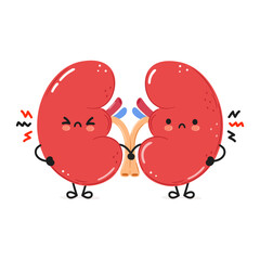 Cute angry Kidneys organ character. Vector hand drawn cartoon kawaii character illustration icon. Isolated on white background. Sad Kidneys organ character concept