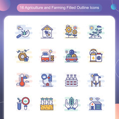 Agriculture and Farming Filled Outline icon Set 02