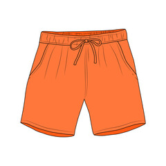 Orange color shorts sketch illustration on white background