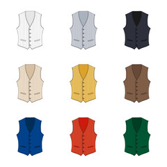 Color classic style vest set illustration on white background
