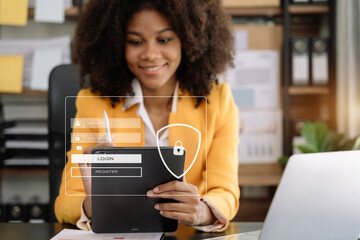 Concept of cyber security, information security and encryption, secure access to user's personal...