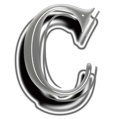 silver metal font C 3D