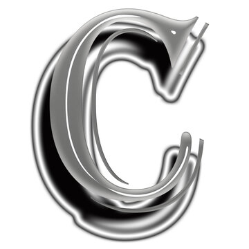 Silver Metal Font C 3D