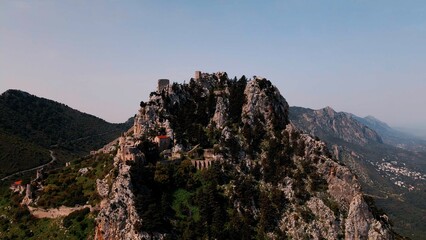 Saint Hilarion Castle in Kyrenia, North Cyprus on sunny day with clear sky