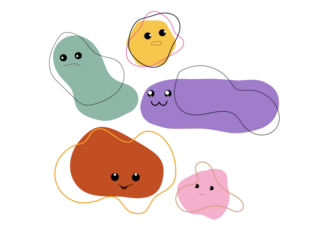 Cute illustration Doodles, abstract faces with different expressions. Isolated doodles