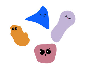 Cute illustration Doodles, abstract faces with different expressions. Isolated doodles