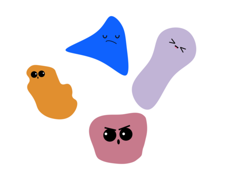 Cute illustration Doodles, abstract faces with different expressions. Isolated doodles